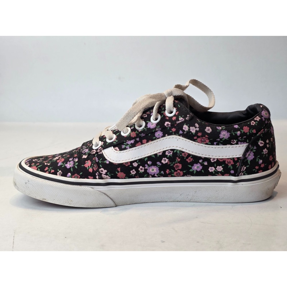 Vans Women's Sneakers Size 7.5 Black Red Purple Floral Casual Skate Shoes - Picture 5 of 10